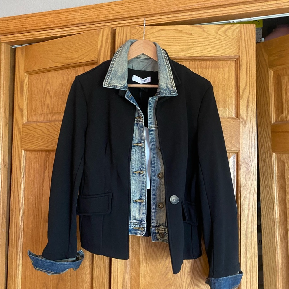 Very cute, denim & black jacket